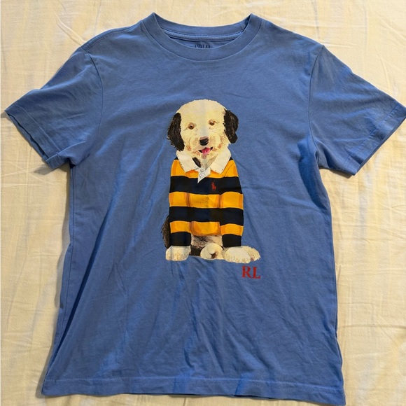 Polo Ralph Lauren Other - Polo Ralph Lauren Boys 8 Blue Rugby Dog Graphic Print Crew-Neck T-Shirt Preppy